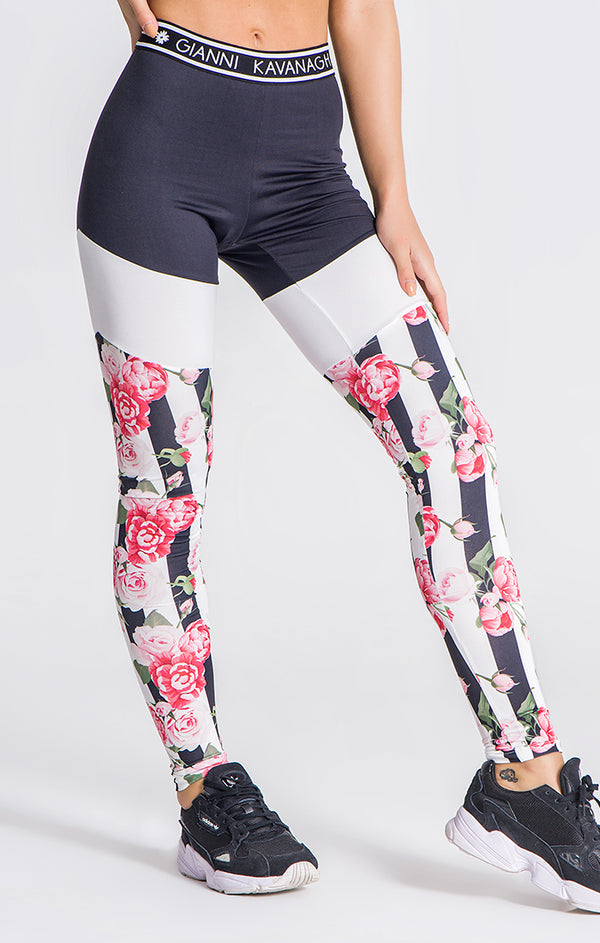Black Pink Racer Roses Leggings
