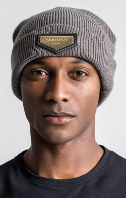 Grey Beanie With Gold GK Plaque