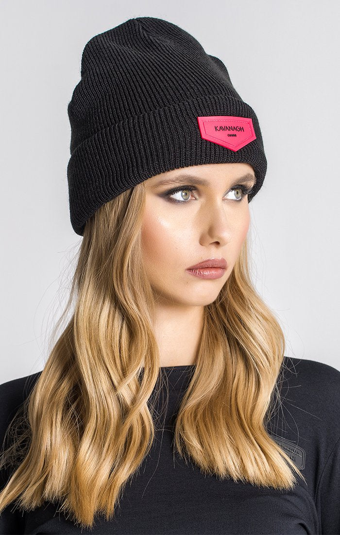 Black Beanie With Neon Pink GK Plaque