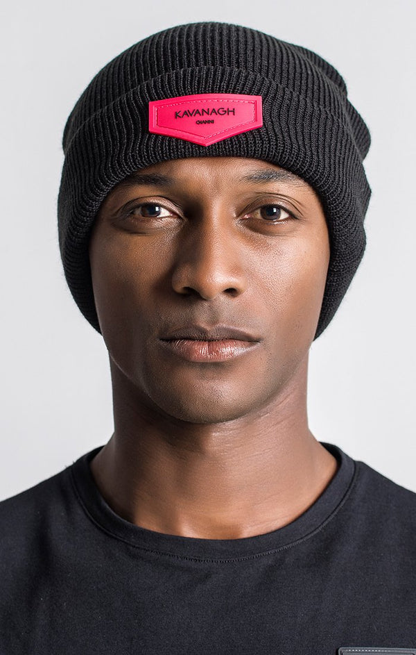Black Beanie With Neon Pink GK Plaque