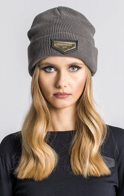 Grey Beanie With Gold GK Plaque