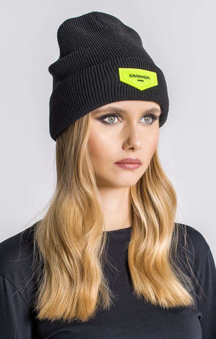 Black Beanie With Neon Green GK Plaque