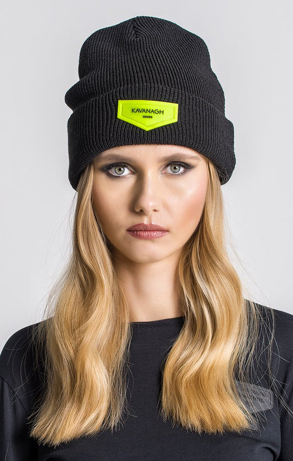 Black Beanie With Neon Green GK Plaque
