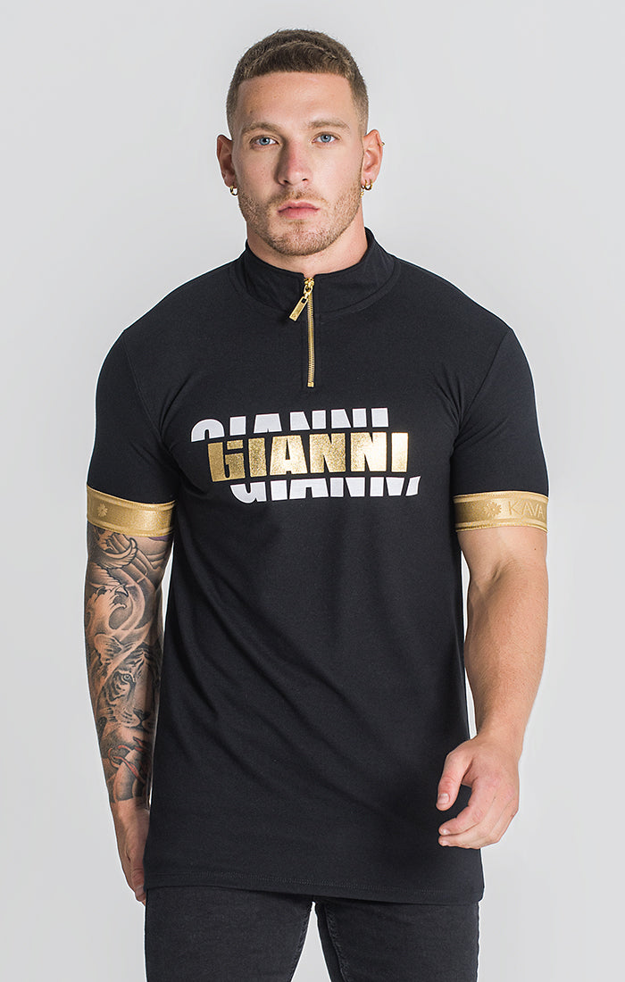 Black Disturbia Zip Polo