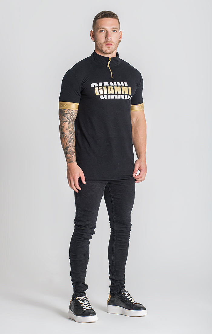 Black Disturbia Zip Polo