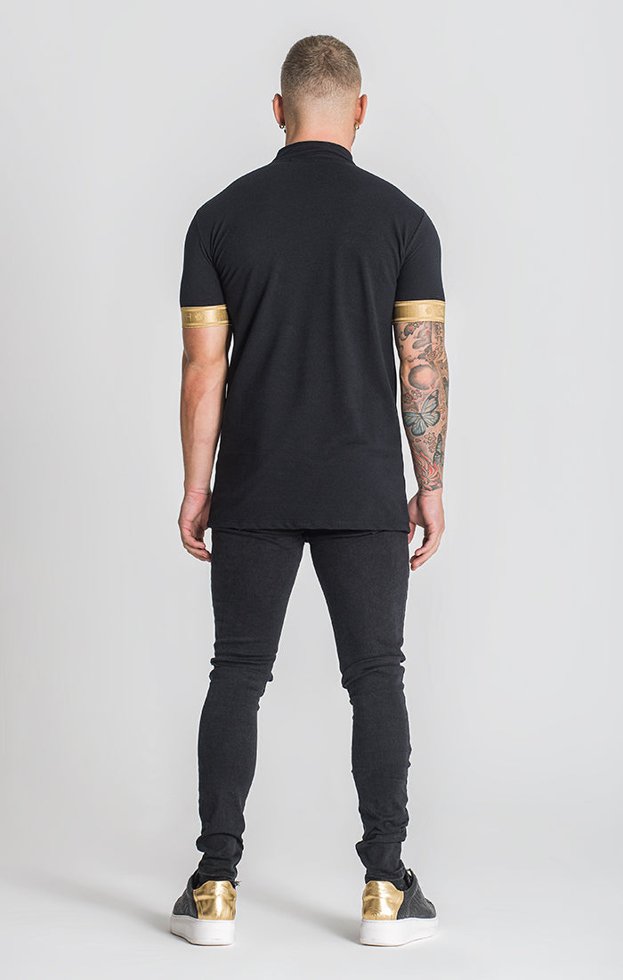 Black Disturbia Zip Polo