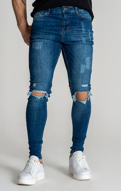 Dark Blue Core Ripped Jeans
