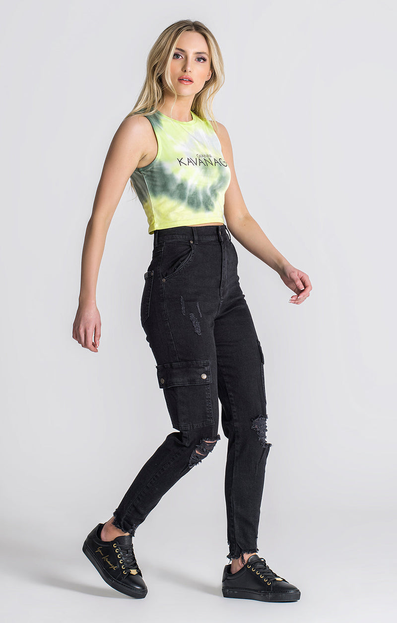 Neon Yellow Tie Dye Crop Top