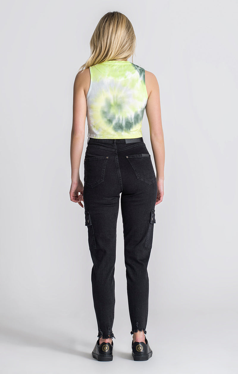 Neon Yellow Tie Dye Crop Top