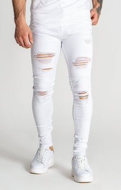 White GK Iron Destroyed Jeans